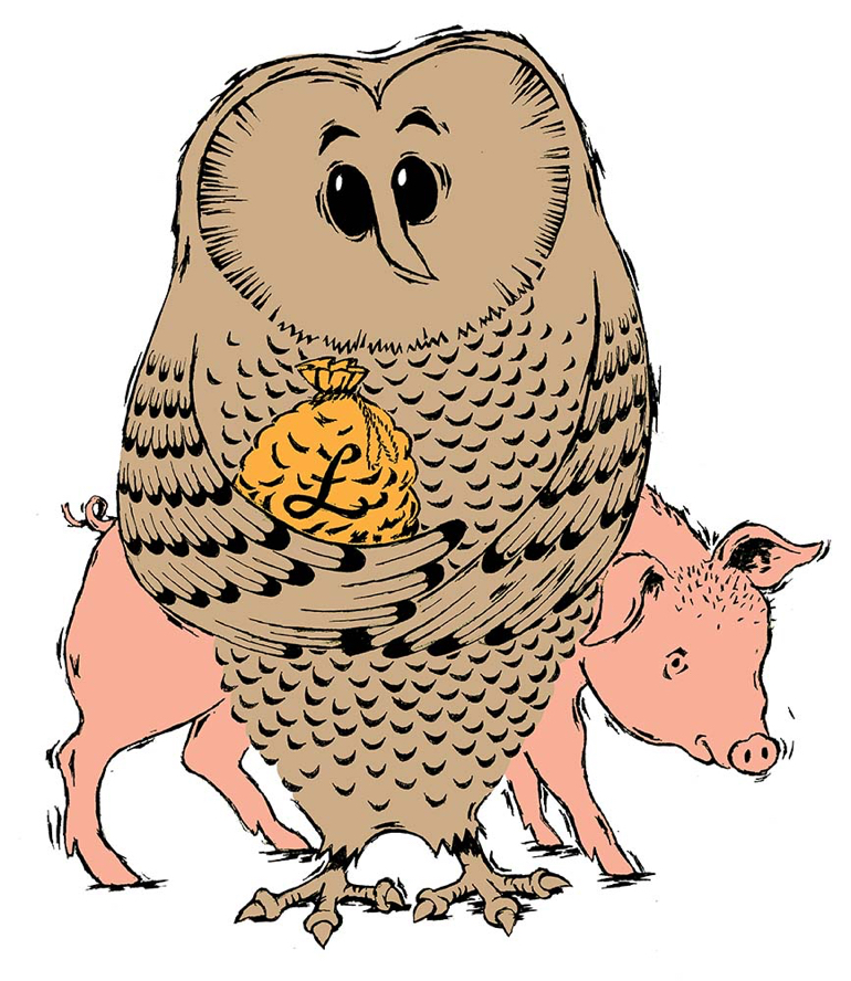 Eastbury Manor, Barking . One of a series of owl caricatures guiding children around the permanent exhibition.